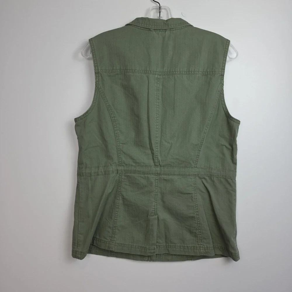 Merona Full-Zip Vest Women's Size M Olive Green Pockets Drawstring